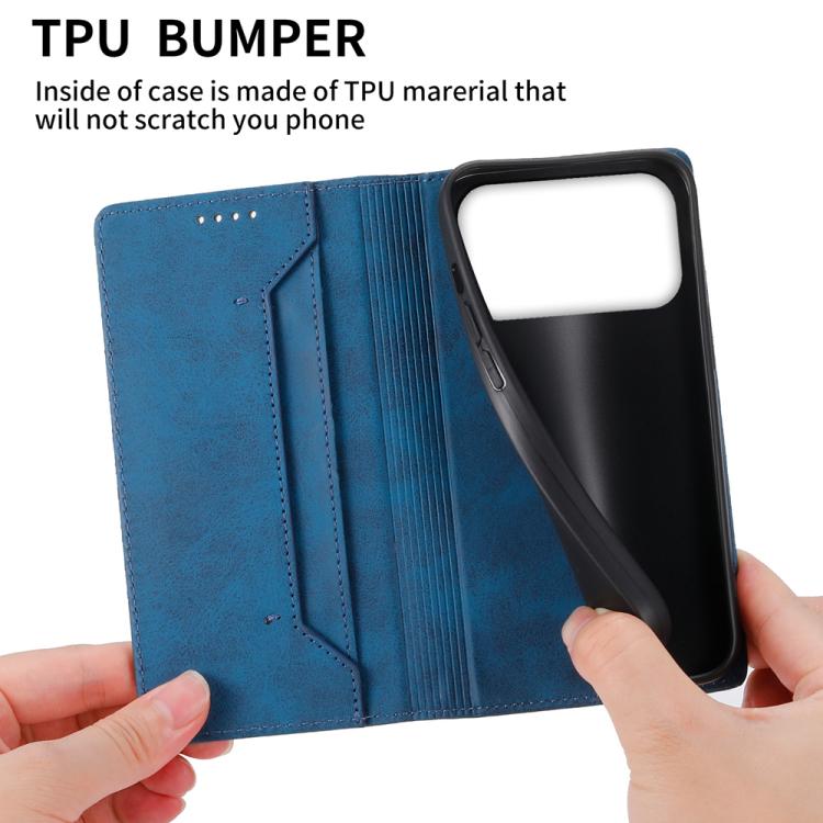For iPhone 17 Pro Max Business Solid Color Magnetic RFID Leather Phone Case