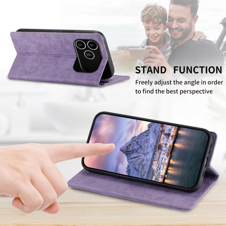 For iPhone 17 Pro Business Solid Color Magnetic RFID Leather Phone Case