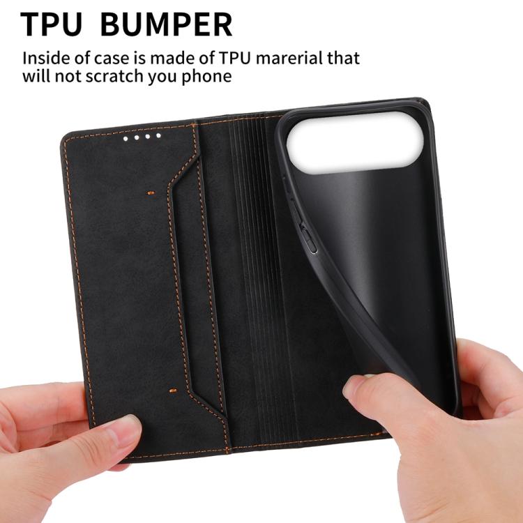 For iPhone Air Business Solid Color Magnetic RFID Leather Phone Case