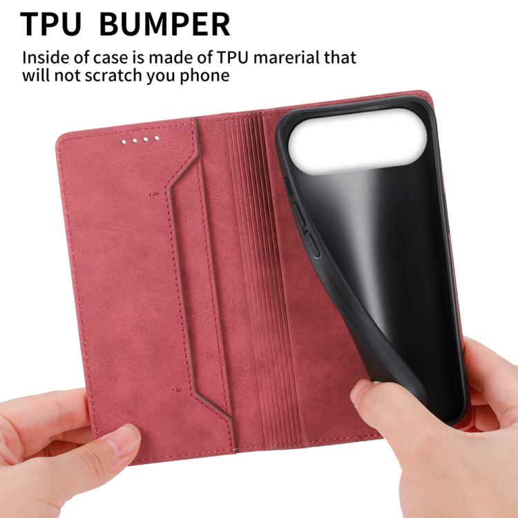 For iPhone Air Business Solid Color Magnetic RFID Leather Phone Case