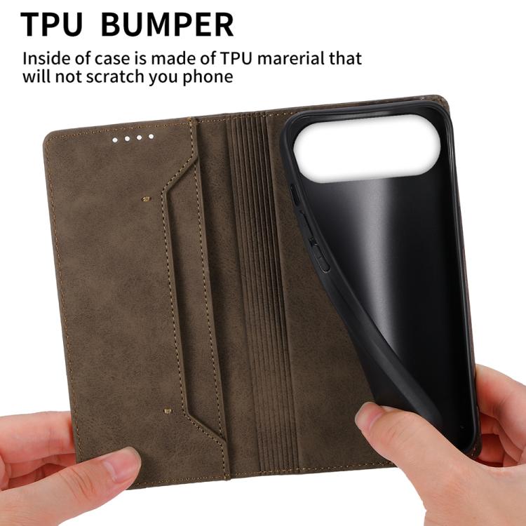 For iPhone Air Business Solid Color Magnetic RFID Leather Phone Case