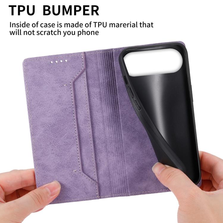 For iPhone Air Business Solid Color Magnetic RFID Leather Phone Case