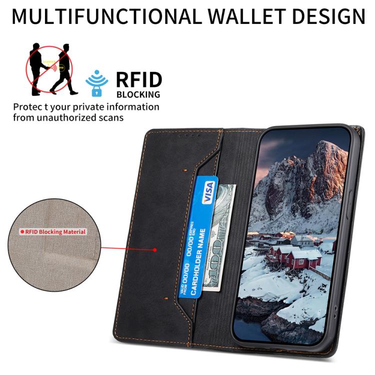 For iPhone 17 Business Solid Color Magnetic RFID Leather Phone Case