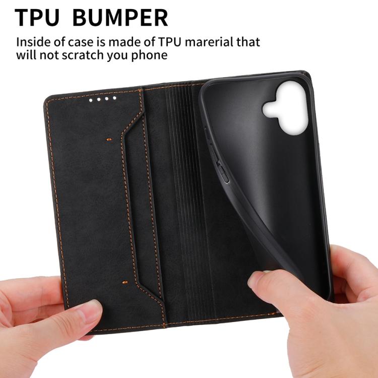 For iPhone 17 Business Solid Color Magnetic RFID Leather Phone Case