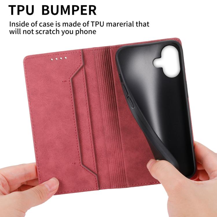 For iPhone 17 Business Solid Color Magnetic RFID Leather Phone Case