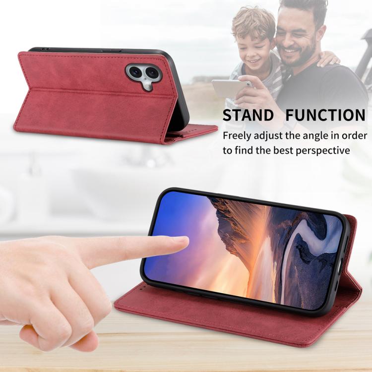 For iPhone 17 Business Solid Color Magnetic RFID Leather Phone Case