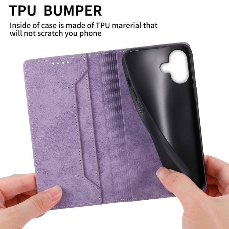 For iPhone 17 Business Solid Color Magnetic RFID Leather Phone Case