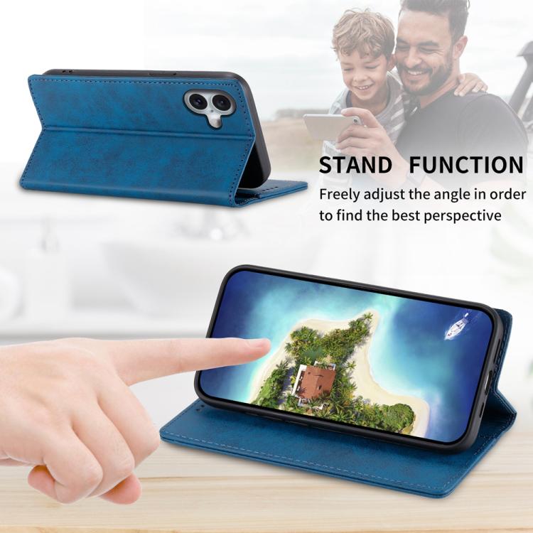 For iPhone 17 Business Solid Color Magnetic RFID Leather Phone Case