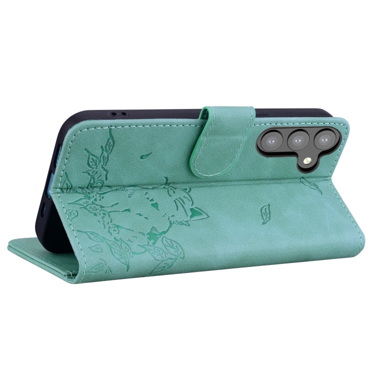 For Samsung Galaxy S24 5G Cute Cat Embossed Leather Phone Case