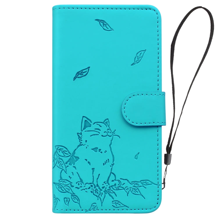 For Samsung Galaxy S24 5G Cute Cat Embossed Leather Phone Case