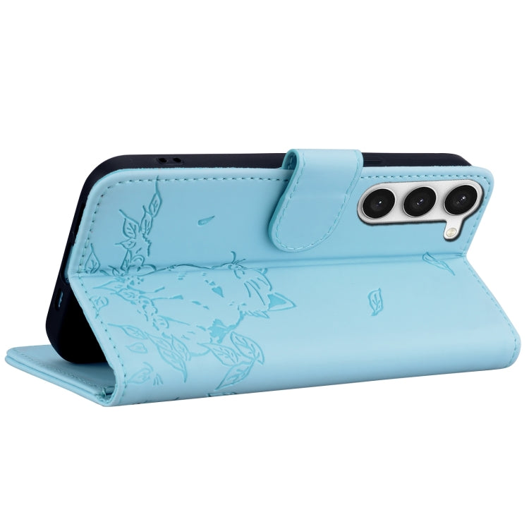 For Samsung Galaxy S23+ 5G Cute Cat Embossed Leather Phone Case