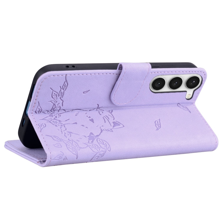 For Samsung Galaxy S23+ 5G Cute Cat Embossed Leather Phone Case