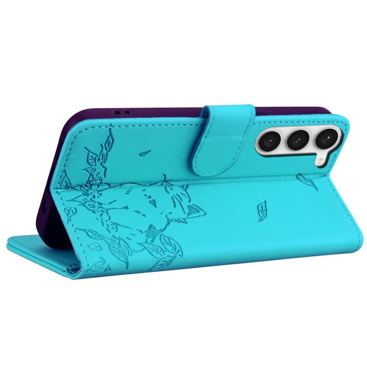 For Samsung Galaxy S23+ 5G Cute Cat Embossed Leather Phone Case