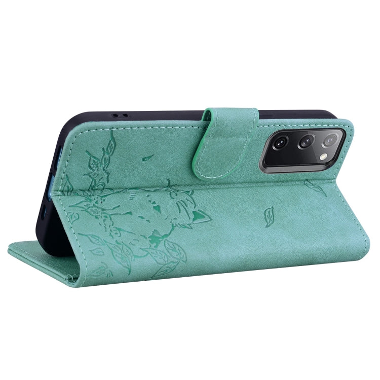 For Samsung Galaxy S20 FE Cute Cat Embossed Leather Phone Case