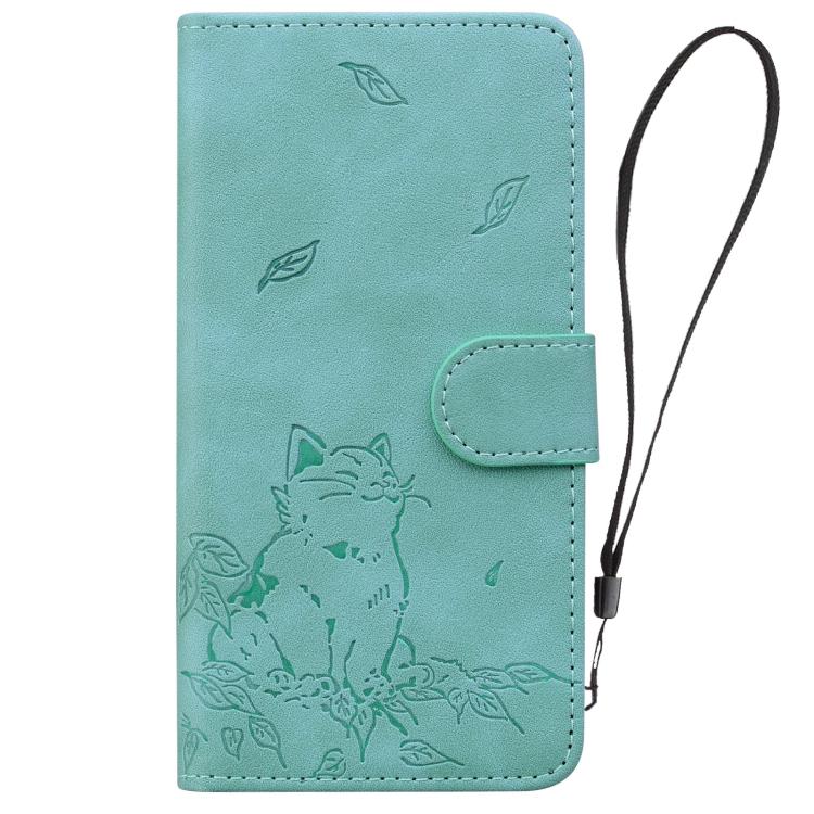 For Samsung Galaxy S25 Ultra 5G Cute Cat Embossed Leather Phone Case