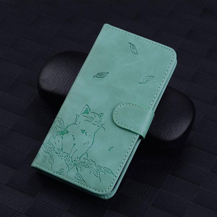 For Samsung Galaxy S25 Ultra 5G Cute Cat Embossed Leather Phone Case