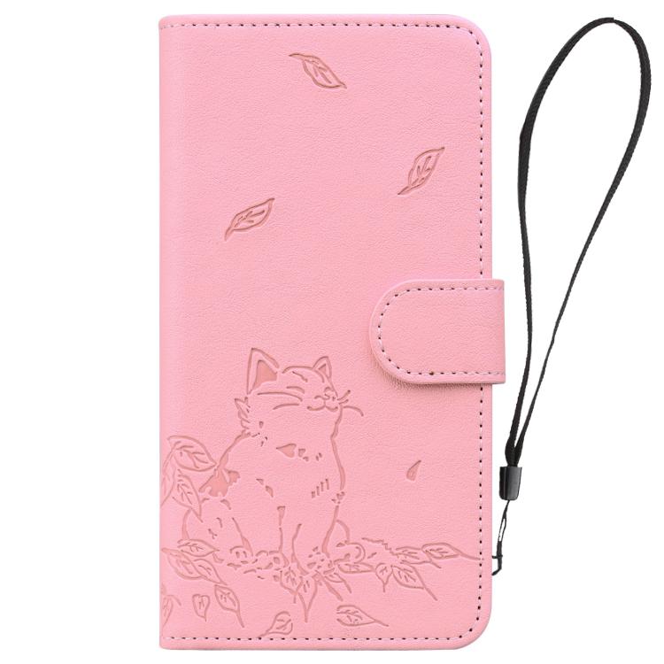 For Samsung Galaxy S25 Ultra 5G Cute Cat Embossed Leather Phone Case