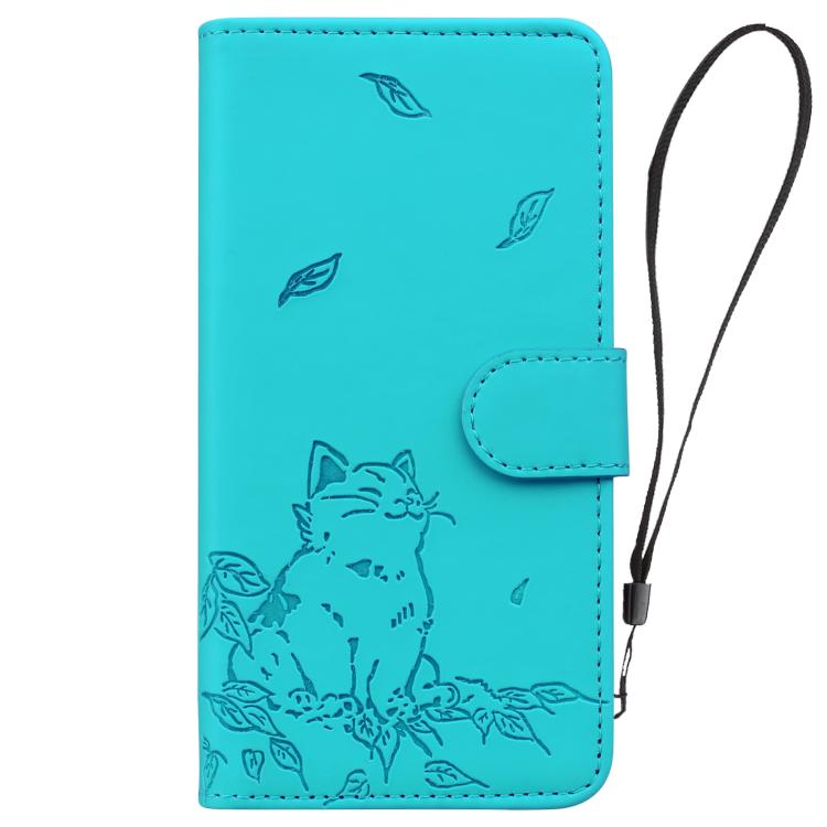 For Samsung Galaxy S25 Ultra 5G Cute Cat Embossed Leather Phone Case