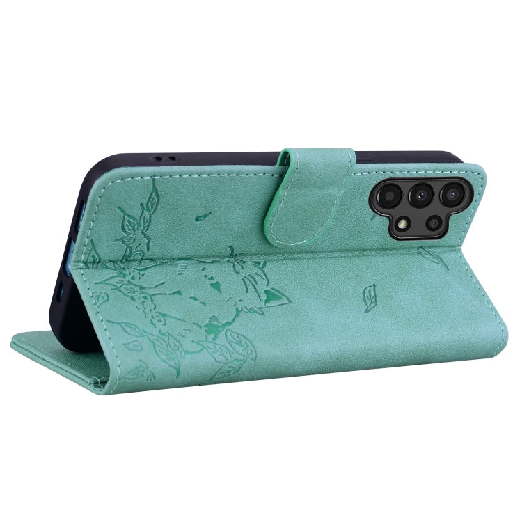For Samsung Galaxy A13 4G / 5G Cute Cat Embossed Leather Phone Case