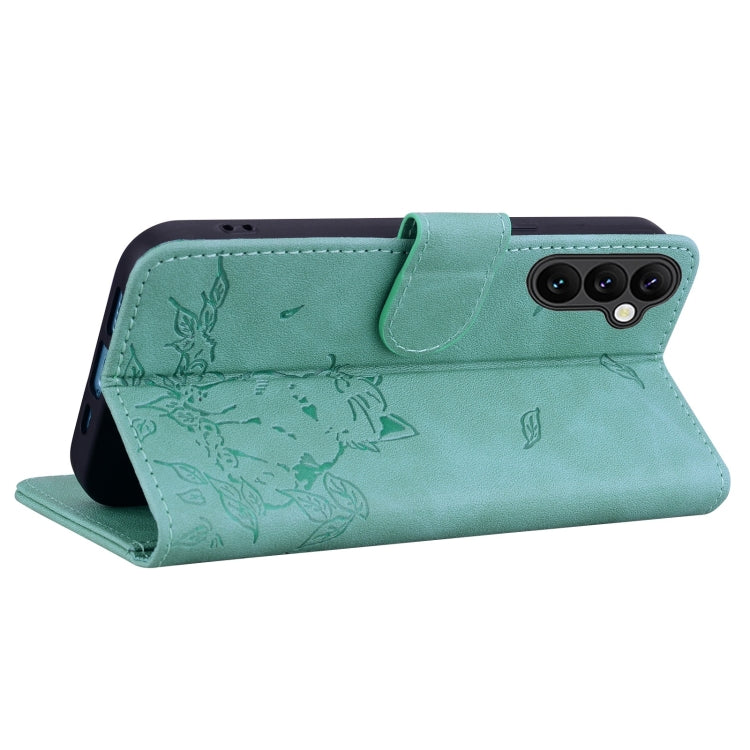 For Samsung Galaxy A15 Cute Cat Embossed Leather Phone Case