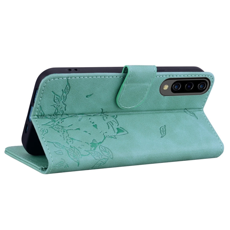 For Samsung Galaxy A30s / A50 Cute Cat Embossed Leather Phone Case
