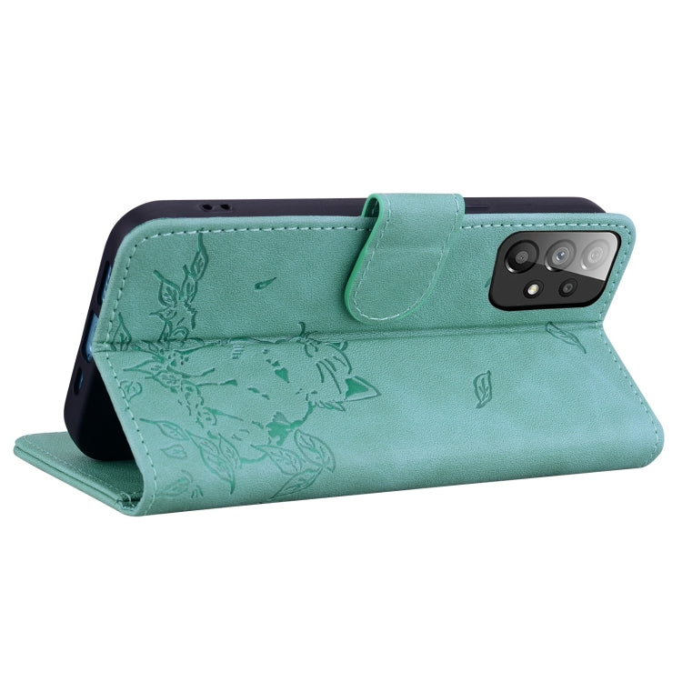 For Samsung Galaxy A33 5G Cute Cat Embossed Leather Phone Case
