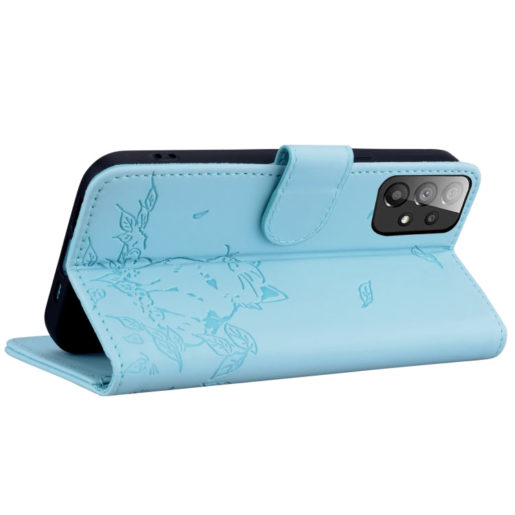 For Samsung Galaxy A33 5G Cute Cat Embossed Leather Phone Case