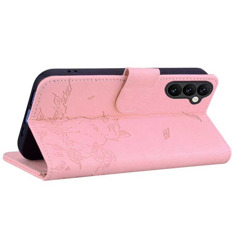 For Samsung Galaxy A35 5G Cute Cat Embossed Leather Phone Case