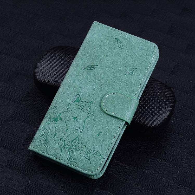 For Samsung Galaxy A52 4G / 5G Cute Cat Embossed Leather Phone Case