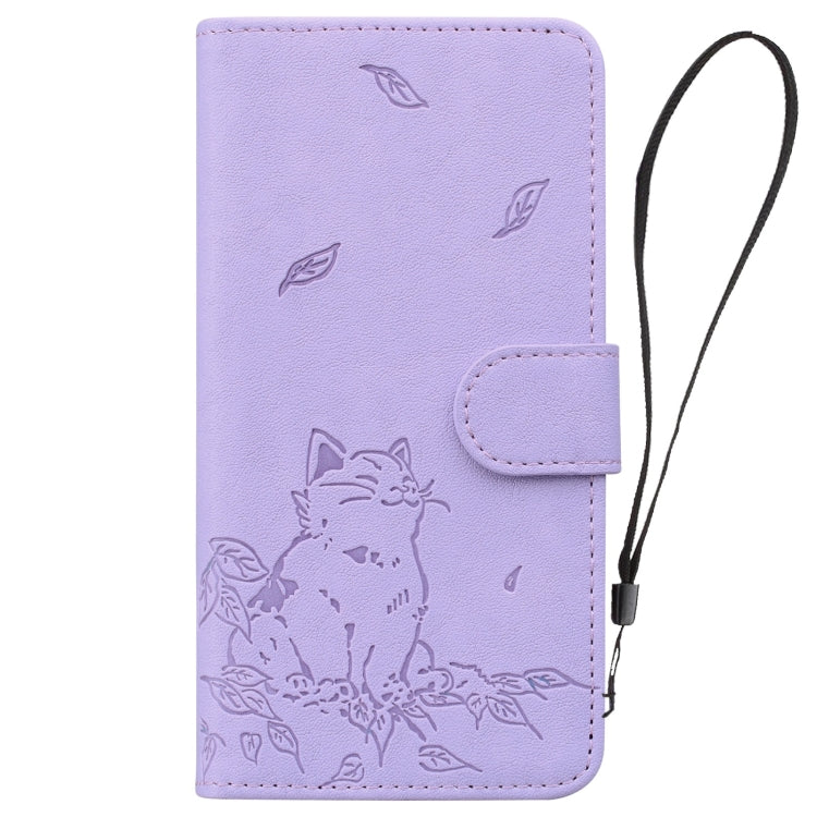 For Samsung Galaxy A16 5G Cute Cat Embossed Leather Phone Case