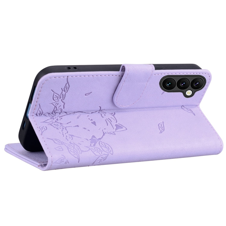 For Samsung Galaxy A16 5G Cute Cat Embossed Leather Phone Case