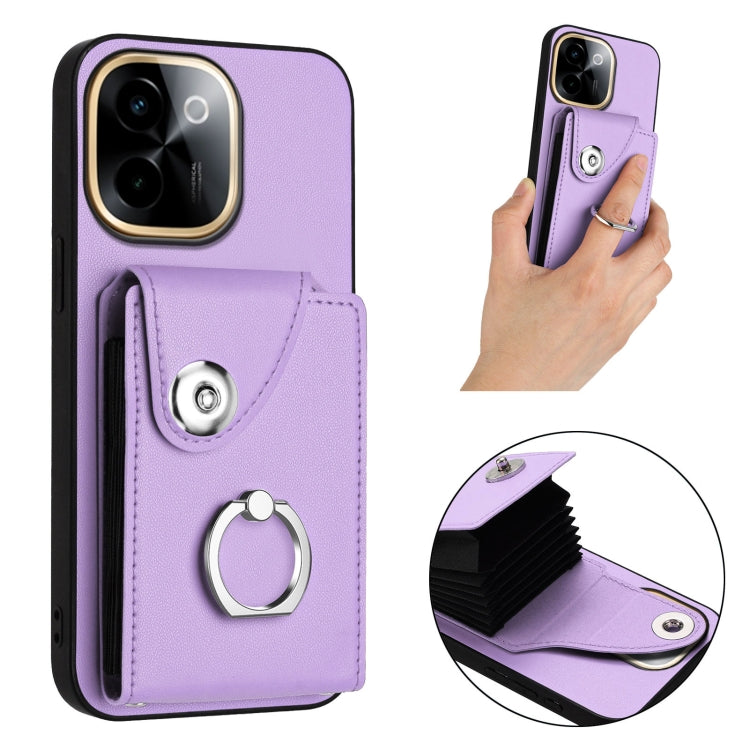 For vivo Y200 Organ Card Bag Ring Holder Phone Case