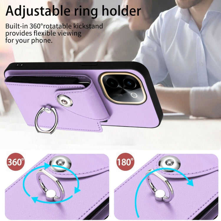For vivo Y200 Organ Card Bag Ring Holder Phone Case