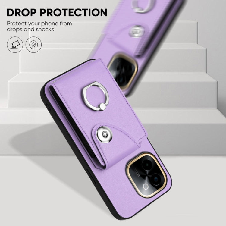 For vivo Y200 Organ Card Bag Ring Holder Phone Case
