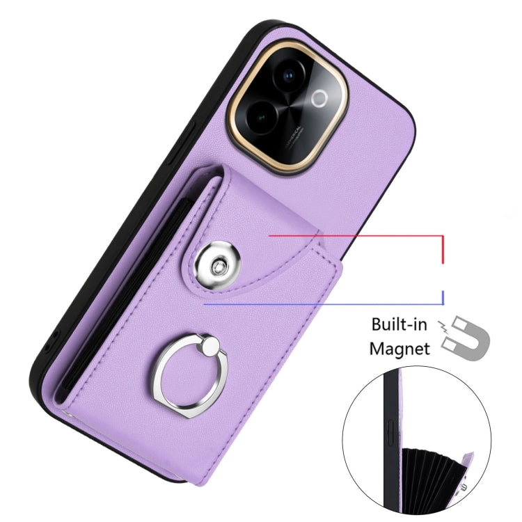 For vivo Y200 Organ Card Bag Ring Holder Phone Case