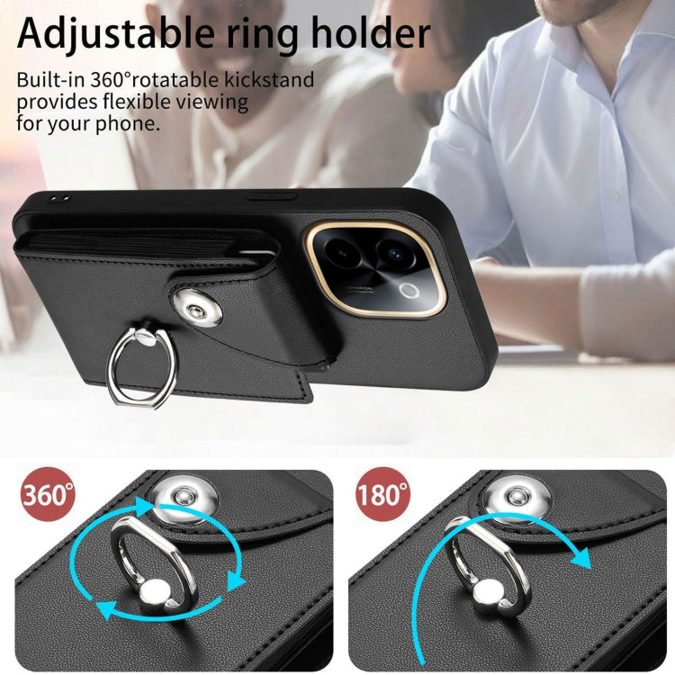 For vivo Y200 Organ Card Bag Ring Holder Phone Case