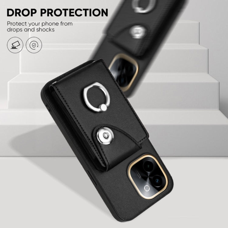 For vivo Y200 Organ Card Bag Ring Holder Phone Case