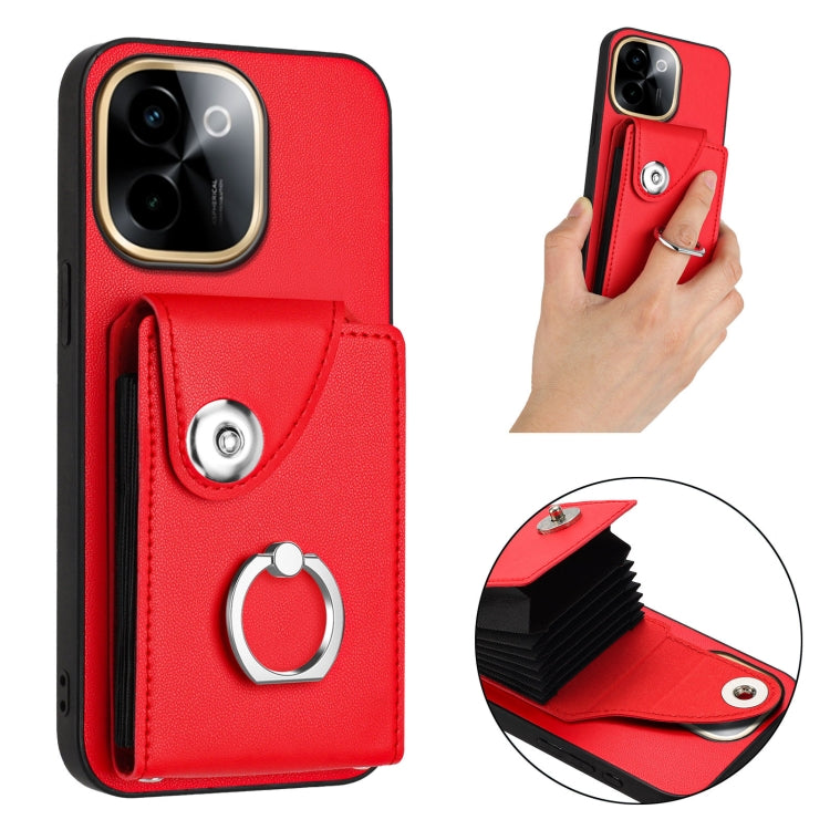 For vivo Y200 Organ Card Bag Ring Holder Phone Case