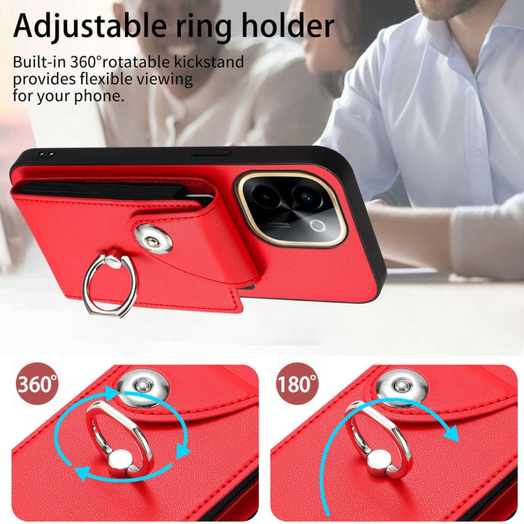 For vivo Y200 Organ Card Bag Ring Holder Phone Case