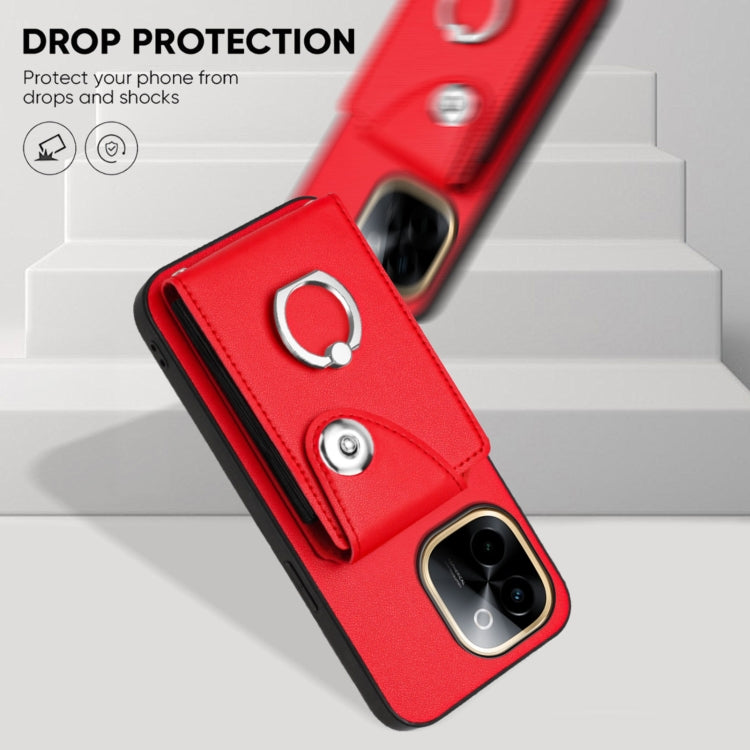 For vivo Y200 Organ Card Bag Ring Holder Phone Case