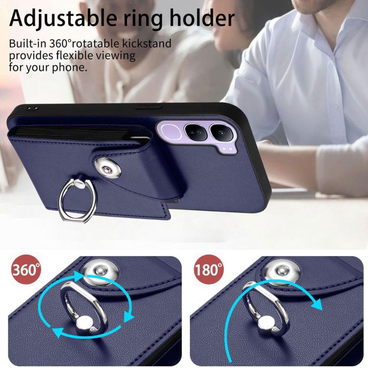 For vivo V40 Lite 5G IDN Organ Card Bag Ring Holder Phone Case