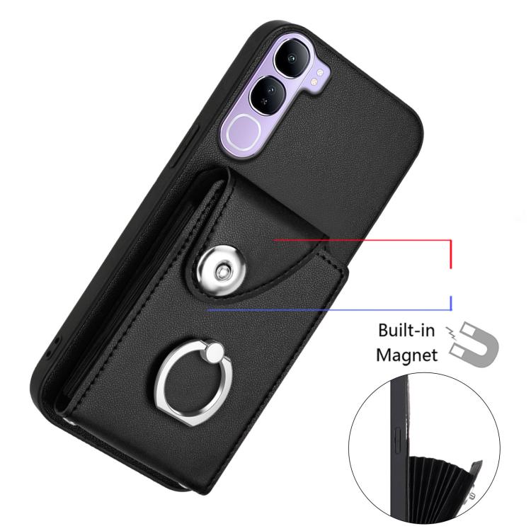 For vivo V40 Lite 5G IDN Organ Card Bag Ring Holder Phone Case