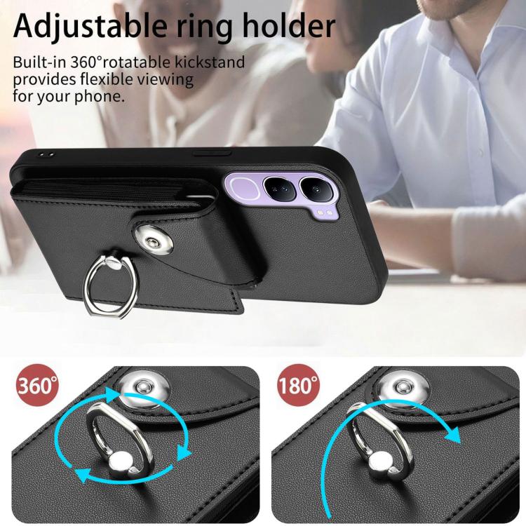 For vivo V40 Lite 5G IDN Organ Card Bag Ring Holder Phone Case