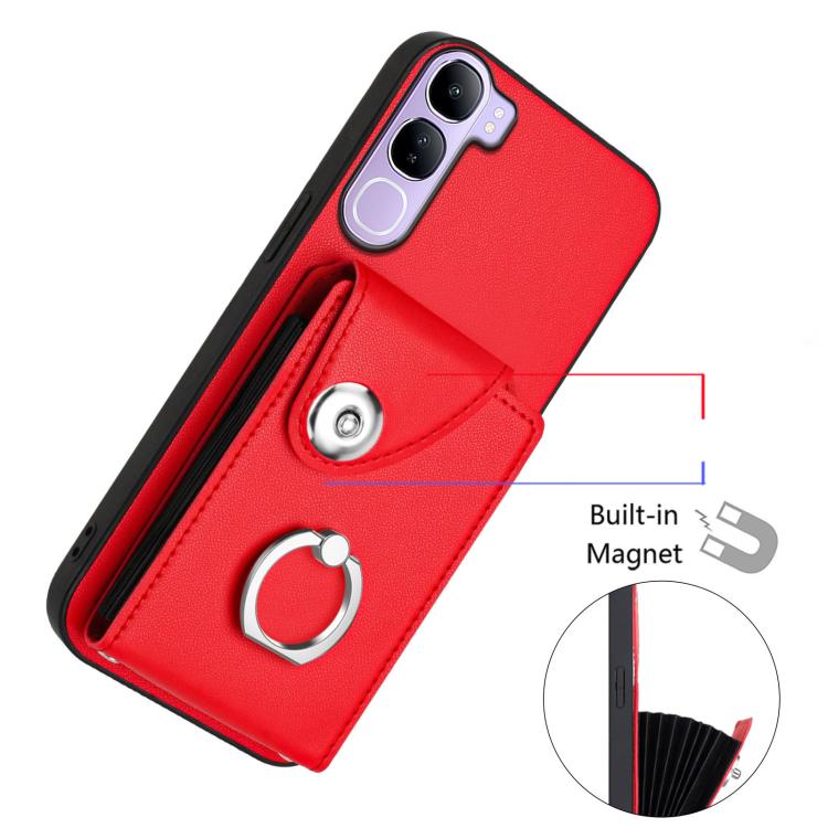 For vivo V40 Lite 5G IDN Organ Card Bag Ring Holder Phone Case