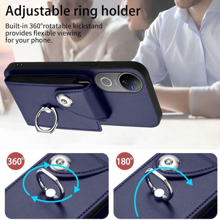 For vivo V50 / V50e Organ Card Bag Ring Holder Phone Case