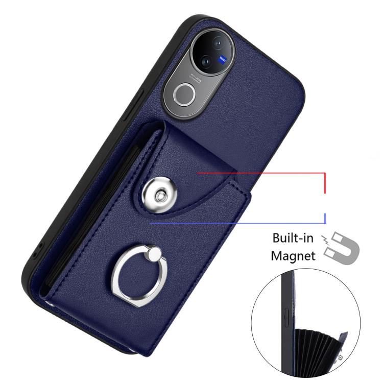 For vivo V50 / V50e Organ Card Bag Ring Holder Phone Case