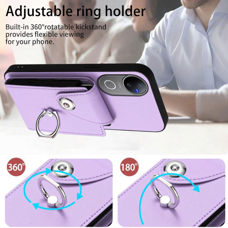 For vivo V50 / V50e Organ Card Bag Ring Holder Phone Case