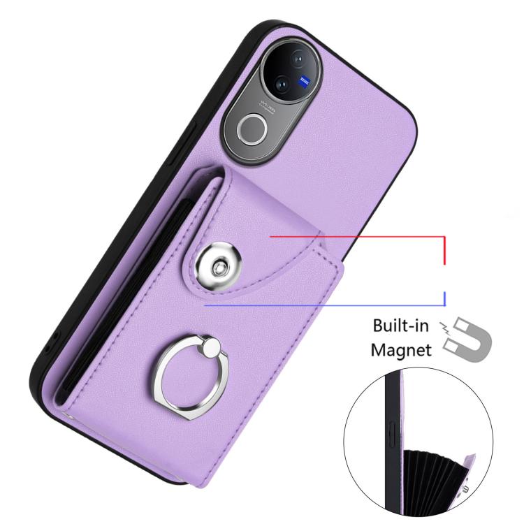 For vivo V50 / V50e Organ Card Bag Ring Holder Phone Case