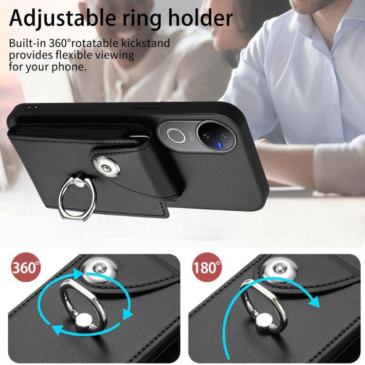 For vivo V50 / V50e Organ Card Bag Ring Holder Phone Case