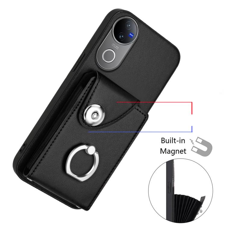 For vivo V50 / V50e Organ Card Bag Ring Holder Phone Case